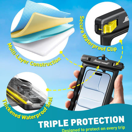 Waterproof Phone Pouch, IPX8 Waterproof Phone Case for Iphone 17/16/15/14 Pro Max, Cell Phone Dry Bag for Beach & Cruise Essentials, Touch Screen, Lanyard Included, 2 Pack (Fits up to 8.9”)