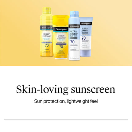Neutrogena Beach Defense Sunscreen Lotion SPF 70 Broad Spectrum UVA UVB Protection Lightweight Water Resistant up to 80 Minutes Oil-Free Beach-Strength Sun Protection for Whole Family, 6.7 Fl Oz