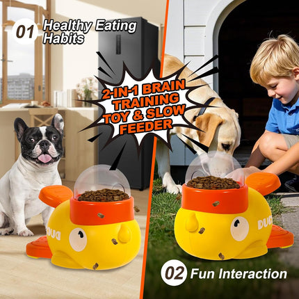 Duck Dog Slow Feeder Puzzle Toy, 3 Adjustable Openings, Treat Dispenser