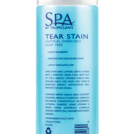SPA Tear Stain Remover for Dogs | Blueberry Facial Shampoo | Odor Eliminator | Tearless | Whitening and Brightening | Made in USA | 8Oz.