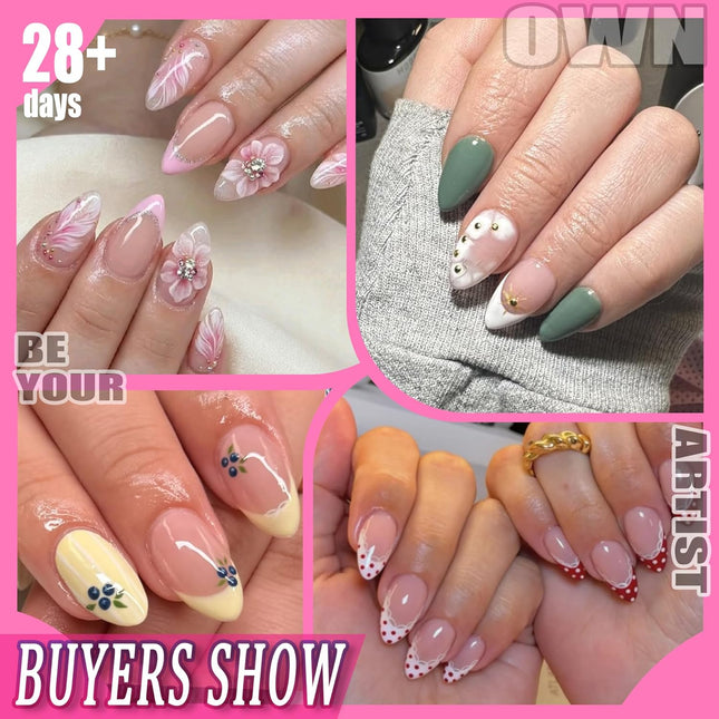 Short Almond Nail Tips: 504PCS Short Fake Nails Soft Press on Gel Nail Tips Pre Shaped Almond Shape Home Nail Extension Full Cover, 12 Sizes Acrylic Gelly Tips