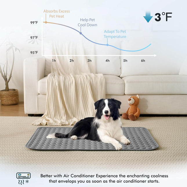 Summer Cooling Mat & Sleeping Pad- Water Absorption Top, Materials Safe, Easy Carry, EZ Clean. Keep Cooling for Pets, Kids and Adults.(Dark Grey, 28" X 22")