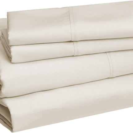 Lightweight, Wrinkle-Free, Breathable Microfiber 4-Piece Bed Sheet Set with 14-Inch Deep Pockets, Full, Beige, Solid