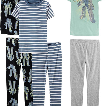 Girls 6-Piece Snug Fit Cotton Pajama Set