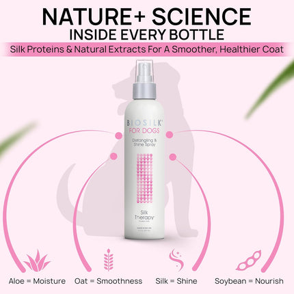 for Dogs Silk Therapy Detangling and Shine Protecting Spray, Ph Balanced Leave-In Mist with Silk and Vitamins for Dematting, Paraben-Free, All Coats and Breeds, 8 Fl Oz
