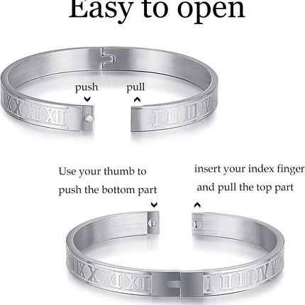 3PCS Stainless Steel Bracelets for Men Gold Roman Numeral Bangle Bracelet Twisted Cable Bracelet Adjustable Cuff Bracelet Mens Luxury Jewelry Bracelets Gifts