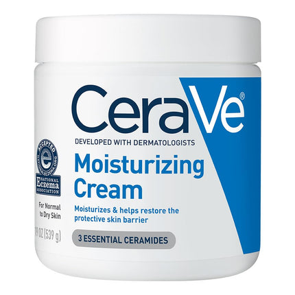 Moisturizing Cream, Body and Face Moisturizer for Dry Skin, Body Cream with Hyaluronic Acid and Ceramides, Daily Moisturizer, Oil-Free, Fragrance Free, Non-Comedogenic, 19 Ounce