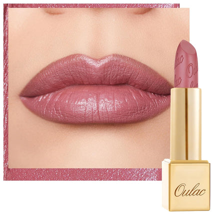 Matte Mauve Pink Lipstick with Glow Metallic Finish - Vegan Lipstick for Women, Creamy Texture, Hydrating Clean Beauty Formula, High-End Magnetic Hook Design, GM04 Mauve Babe