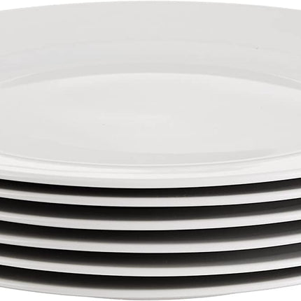 6-Piece White Dinner Plate Set, Microwave and Dishwasher Safe for Everyday Use, 10.5 Inches