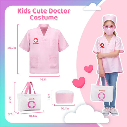 Toy Doctor Kit for Girls, Pretend Play Toy Doctor Set with Dog , Carrying Bag, Stethoscope & Dress up Costume Gift for Kids Toddlers Ages 3 4 5 6 Year Old for Role Play