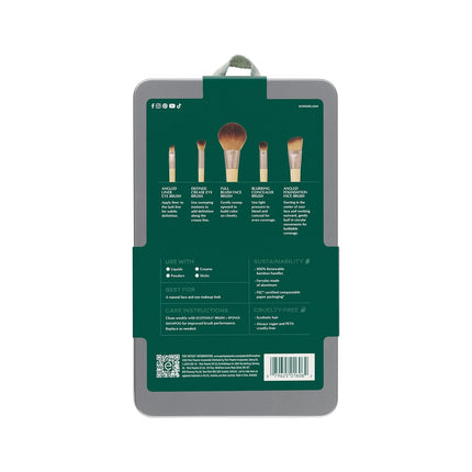 6-Piece Start the Day Beautifully Makeup Brush Set, Makeup Brushes for Eyeshadow, Blush, Concealer, & Foundation Application, Eco-Friendly, Gift Set, Synthetic Hair, Vegan & Cruelty-Free