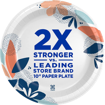 Dixie Large Paper Plates, 10 Inch, 2X Stronger*, Microwave-Safe, Soak-Proof, Cut Resistant, Disposable Plates for Everyday Breakfast, Lunch, & Dinner Meals, 54 Count (Pack of 2)