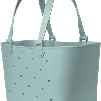Simple Modern Large Beach Bag | Waterproof Getaway Rubber Tote with Zipper Pocket for Travel, Pool, Boat, Groceries, Sports | Sea Glass Sage