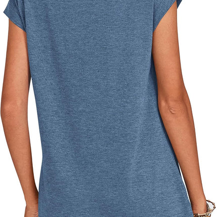 Womens Tops Summer Casual Cap Sleeve Tshirts Shirts Business Dressy Spring Fashion Outfits Trendy Clothes