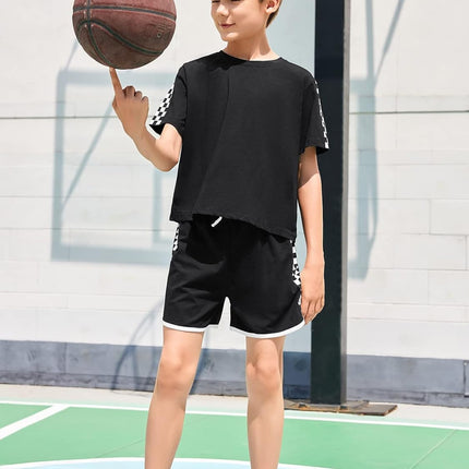 Unisex Girls Boys 2 Piece Outfits Crop Tops and Shorts Set Soft Cotton Clothing Sets Sports Tracksuit