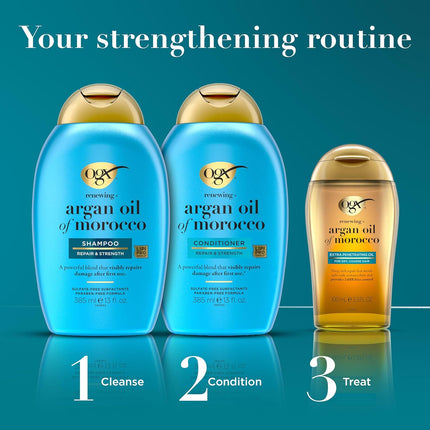OGX Renewing + Argan Oil of Morocco Hair Oil, Extra Strength Penetrating Serum Treatment for Dry, Damaged, Frizzy, Curly & Coarse Hair, Cold-Pressed Argan Oil, Shine, 3.3 Fl Oz