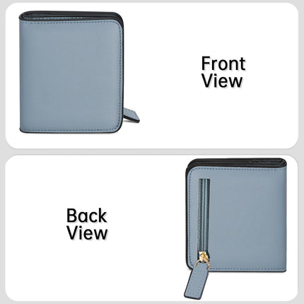Women’S Small Slim Leather Wallet with RFID Protection, Compact Bifold Mini Purse with Clear ID Window
