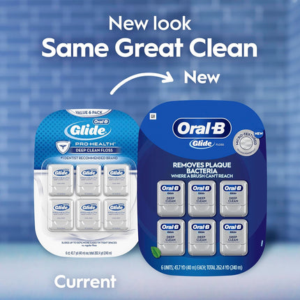 Glide Deep Clean Dental Floss, Cool Mint, Value 6 Pack (40M Each)