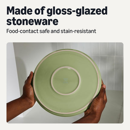 Glazed Stoneware Dinner Plates, Ceramic 4-Piece Set, Microwave, Dishwasher and Freezer-Safe, 10.5 In., Olive