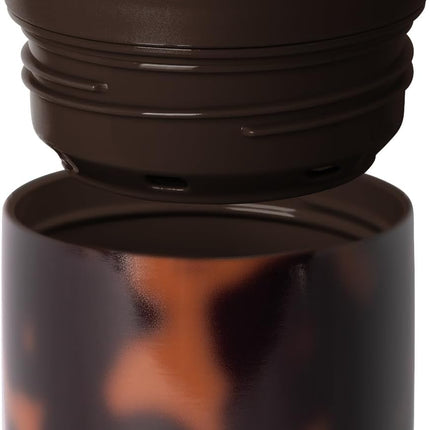 Travel Coffee Mug Tumbler with 360° Lid | Ceramic-Lined Insulated Stainless Steel Cold Brew Iced Coffee Cup | Gift for Women Men Her Him | Voyager Signature | 16Oz | Tortoise