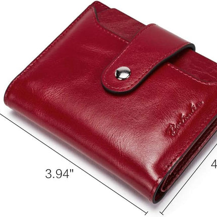 Women Leather Wallet RFID Blocking Bifold Zipper Pocket Wallet Card Case Purse with ID Window