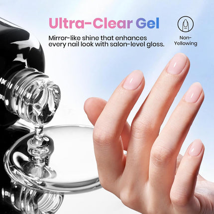 Beetles 2 Pcs 15Ml No Wipe Gel Top Coat and Base Coat Set - Shine Finish and Long Lasting Soak off LED Nail Lamp Gel Base Top Coat Stay Lock Shine Duo Finish Nail Art Design Manicure Gifts for Women