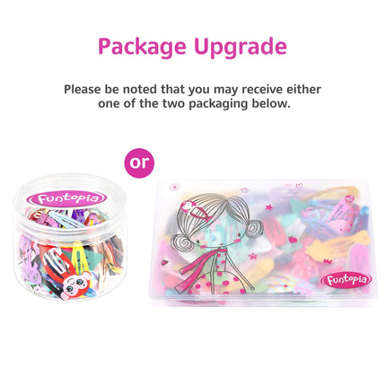 Hair Clips for Girls,100 Pcs No Slip Metal Snap, Barrettes for Kids Teens Women, Cute Candy Color Cartoon Design Hair Pins (Animals Fruits Crowns Stars)