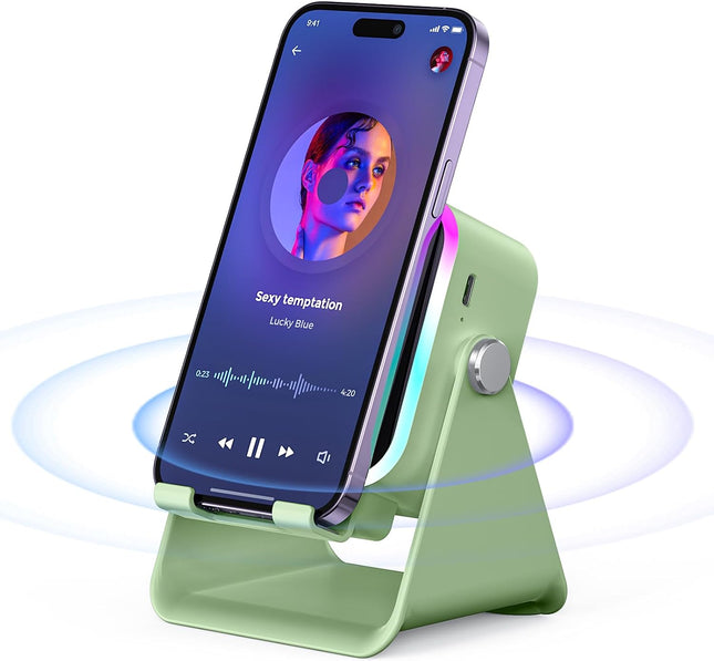 Induction Speaker with Phone Stand 5 in 1 Wireless Bluetooth Audio Green