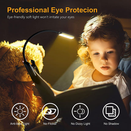 9 LED Rechargeable Book Light for Reading in Bed | Eye Caring 3 Color Temps,Stepless Dimming Brightness,80 Hrs Runtime Small Lightweight Clip on Book Reading Light for Studying