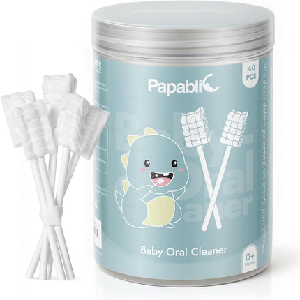 Baby Tongue Cleaner, Baby Oral Cleaner, Disposable Infant Mouth Cleaner Newborn, Upgrade Gum Cleaner with Paper Handle for Infants Ages 0-2 Years, 40 Pack