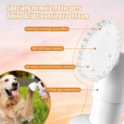 Paw Cleaner for Dogs and Cats,Magic Foam - Clean Paws No-Rinse Foaming Cleanser-Dry Shampoo, Foot Cleaner Brush - with Rose Extract, Odor Control Wash - Good for Puppy