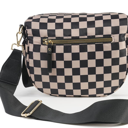 Spacious Checkered Nylon Crossbody Bag Bum Bag Handbags Wallets for Women