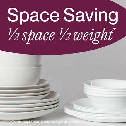 Vitrelle 8-Piece Dinner Plates Set Triple Layer Glass and Chip Resistant, Lightweight round Plates, Winter Frost White