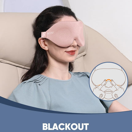 Luxury Sleep Eye Mask for Side Sleeper Men Women, Zero Eye Pressure 3D Sleeping Mask, Light Blocking Patented Design Night Blindfold, Soft Eye Shade Cover for Travel, Pink