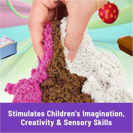 Kinetic Sand Scents Ice Cream Treats, Moldable Sand Sensory Toys, Ages 3+ | Swirl Strawberry, Chocolate & Vanilla Scented Play Sand Ice Cream Cones, 3 Colors & 6 Tools, Birthday Gifts for Kids