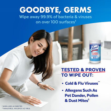 Disinfecting Wipes, All Purpose Cleaner, Multi-Surface Antibacterial Cleaning Wipes, Household Cleaning Supplies, Dorm Essentials, Crisp Linen Scent, 80 Ct.