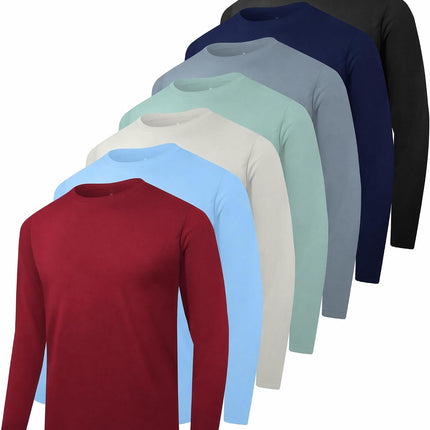 7 Pack Men Dry Fit Workout Long Sleeve Athletic Gym UPF SPF UV Sun Protection Quick Dry Lightweight Shirts