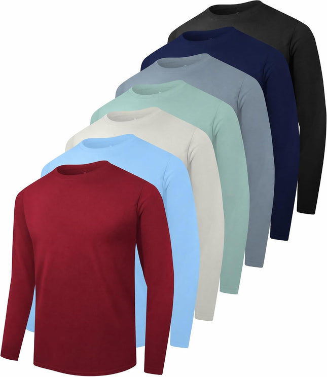 7 Pack Men Dry Fit Workout Long Sleeve Athletic Gym UPF SPF UV Sun Protection Quick Dry Lightweight Shirts