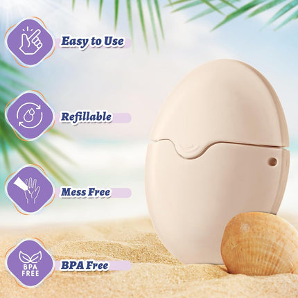 Sunscreen Applicator, Refillable Roll on Sponge Sunscreen Applicator for Kids, Bpa-Free Silicone Lotion Applicator for Body Lotion, Portable Sunblock Buddy Brush with Protective Caps for Travelers