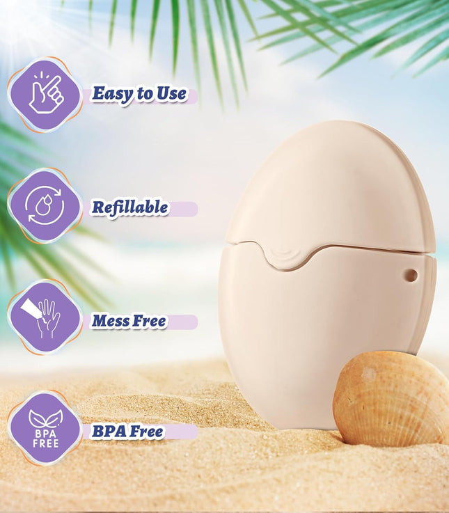 Sunscreen Applicator, Refillable Roll on Sponge Sunscreen Applicator for Kids, Bpa-Free Silicone Lotion Applicator for Body Lotion, Portable Sunblock Buddy Brush with Protective Caps for Travelers