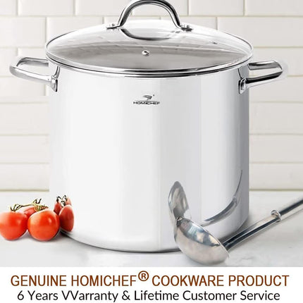 Commercial Grade LARGE STOCK POT 20 Quart with Lid - Nickel Free Stainless Steel Cookware - Healthy Polished Stockpots - Heavy Duty Induction Soup Pot