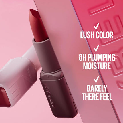 MAYBELLINE Serum Lipstick, Hydrating Lip Makeup with 8Hrs of Lip Plumping Moisture with Hyaluronic Acid + Oil Blend, Upstate (Light Cool Brown Satin)