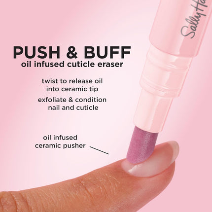 Push & Buff 2-In-1 Cuticle Care Treatment Pen | Exfoliates, Polishes and Smooths Cuticles | Textured Tip for Instant Results | Easy, Mess-Free Nail Care on the Go
