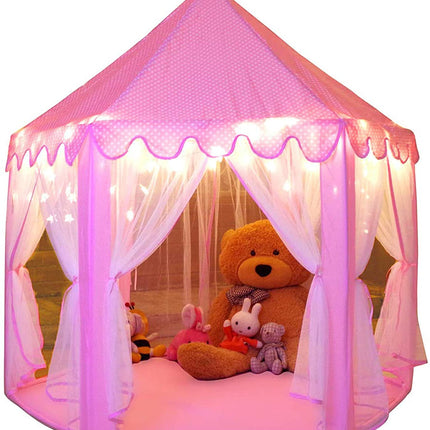 Princess Tent Girls Large Playhouse Kids Castle Play Tent with Star Lights Toy for Children Indoor and Outdoor Games, 55'' X 53'' (Dxh)