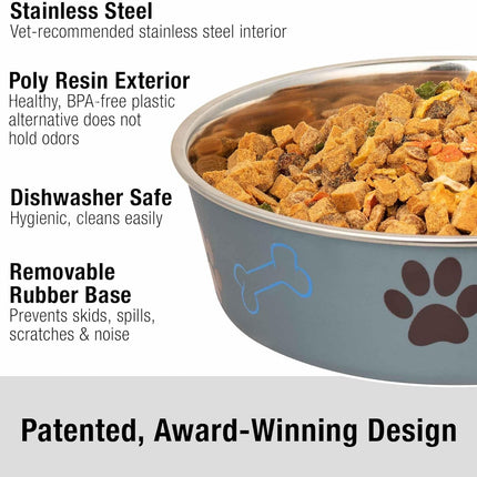 Bella Dog Bowls - Stainless Steel Dog & Cat Bowls - Spill Proof Dog Food Bowl, Cat Bowl, Puppy Essentials & Pet Supplies Great for Home & Travel (Small 10-20 Lbs, Blueberry)