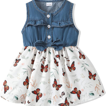 Toddler Baby Girl Outfits Summer Dresses Sleeveless Infant Denim Sundress Jeans Dress for Girl Clothes