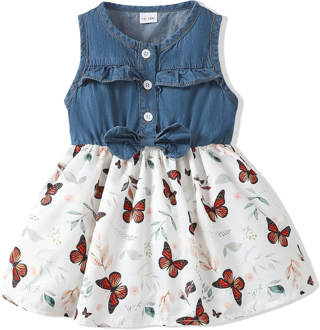 Toddler Baby Girl Outfits Summer Dresses Sleeveless Infant Denim Sundress Jeans Dress for Girl Clothes