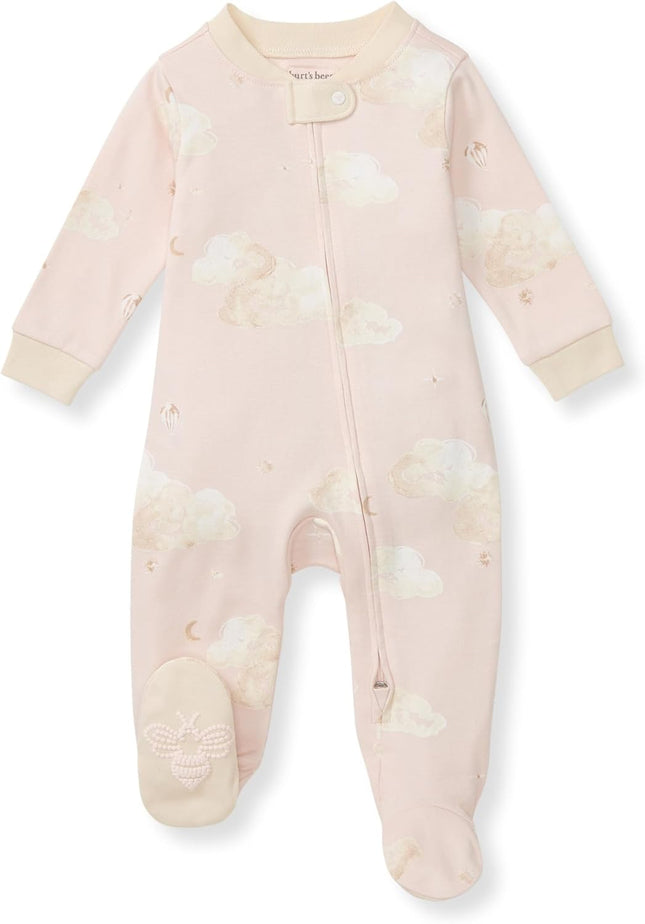 Girls' Organic Cotton, Sleep and Play Footed Pajamas | Easy Zip Front Pjs Feature a 2-Way Zipper to Ensure Newborns Have a Restful Nights Sleep