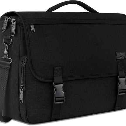 Messenger Bag for Men, Briefcases Lightweight Men'S Laptop Bag 15.6 Inch Water Resistant Crossbody School Satchel Bags Computer Work Office Bag with Shoulder Strap, Black