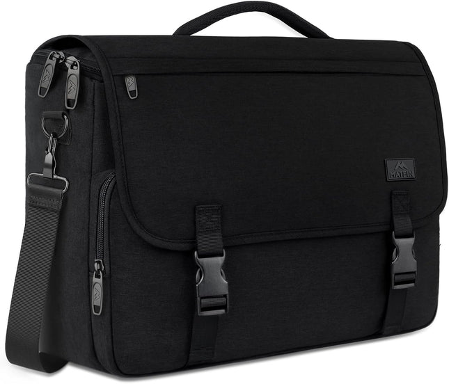Messenger Bag for Men, Briefcases Lightweight Men'S Laptop Bag 15.6 Inch Water Resistant Crossbody School Satchel Bags Computer Work Office Bag with Shoulder Strap, Black